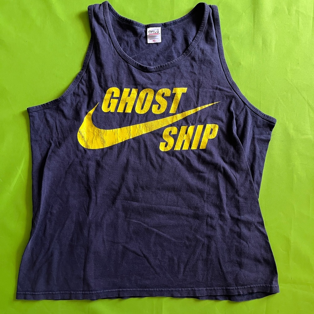 Ghost Ship Still Doin It Christian Band Tank Top VTG XL Navy‎ Blue Yellow Tee